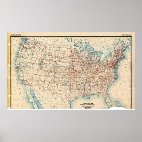 Map of the United States Highway System in 1926 Poster