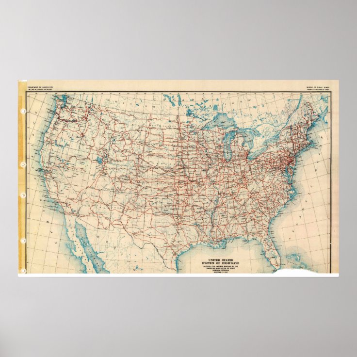 Map of the United States Highway System in 1926 Poster | Zazzle