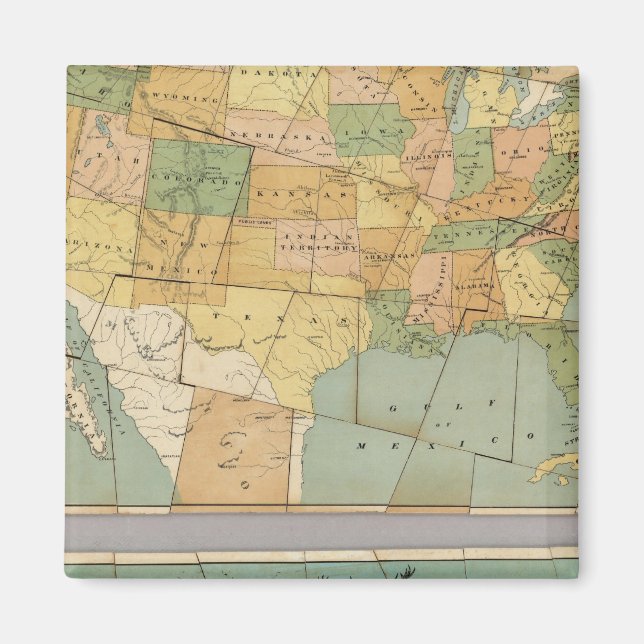Map of the United States of America 2 Magnet (Front)
