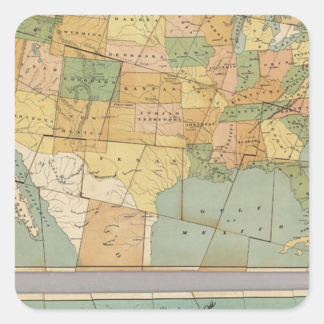Map of the United States of America 2 Square Sticker (Front)