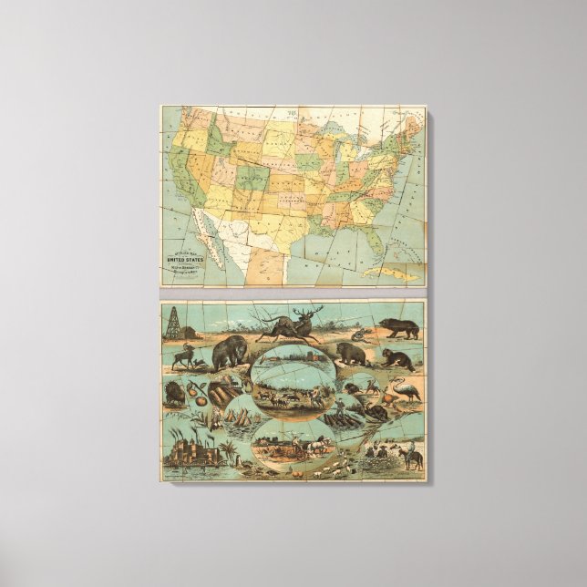 Map of the United States of America 3 Canvas Print (Front)