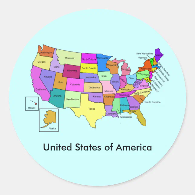 Map of the United States of America Classic Round Sticker | Zazzle