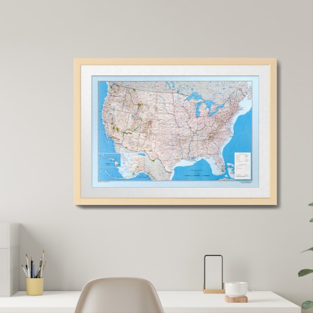 Map of the United States of America Framed Art (Home Office)