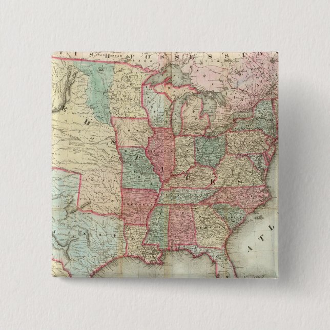 Map Of The United States Of America Pinback Button (Front)