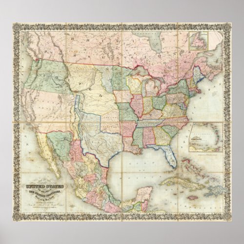 Map of The United States of America Poster