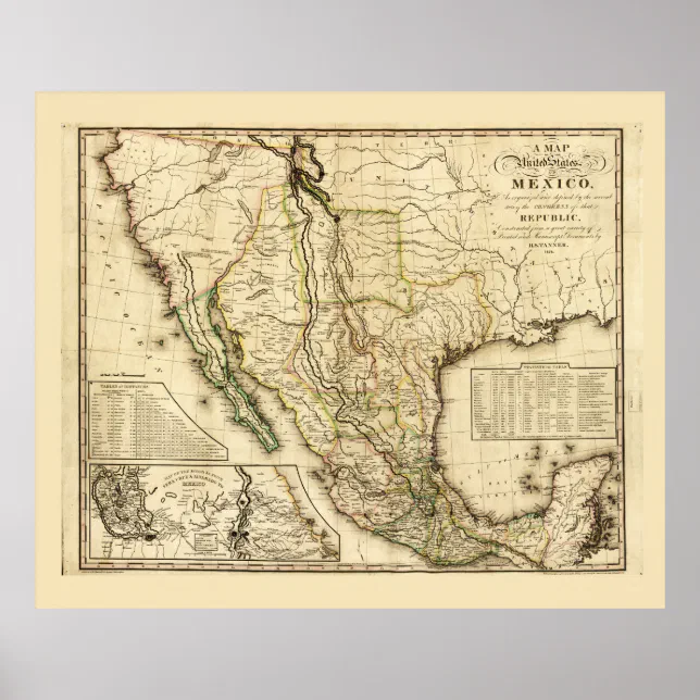 Map of the United States of Mexico (1826) Poster | Zazzle