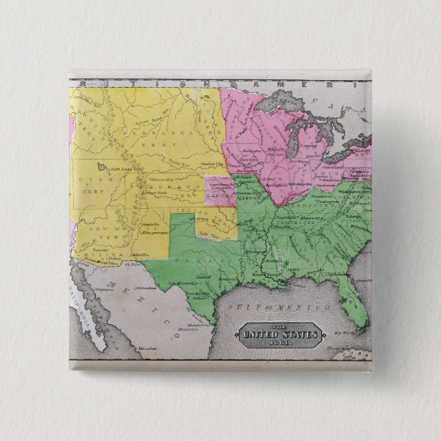 Map of the United States Pinback Button (Front)