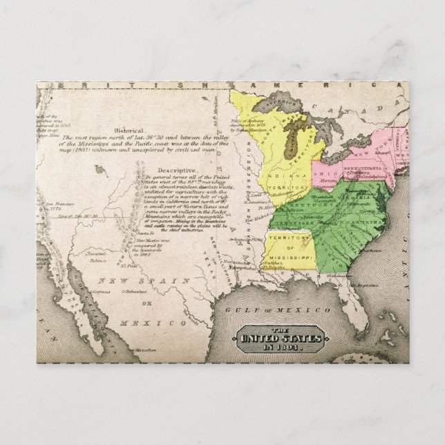 Map of the United States Postcard (Front)