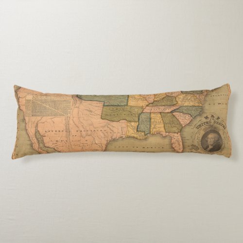 Map of The United States with George Washington Body Pillow