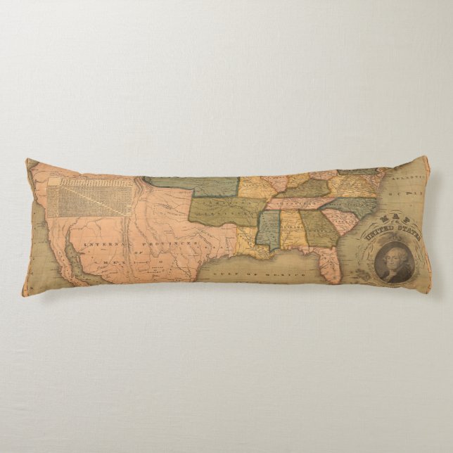 Map of The United States with George Washington Body Pillow (Front)