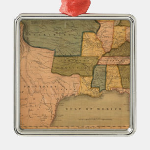 Map of The United States with George Washington Metal Ornament