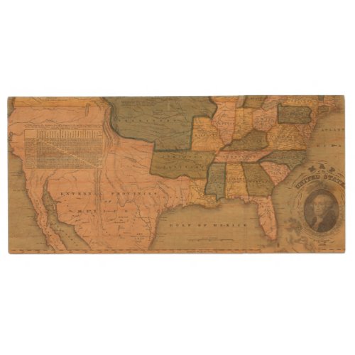 Map of The United States with George Washington Wood USB Flash Drive