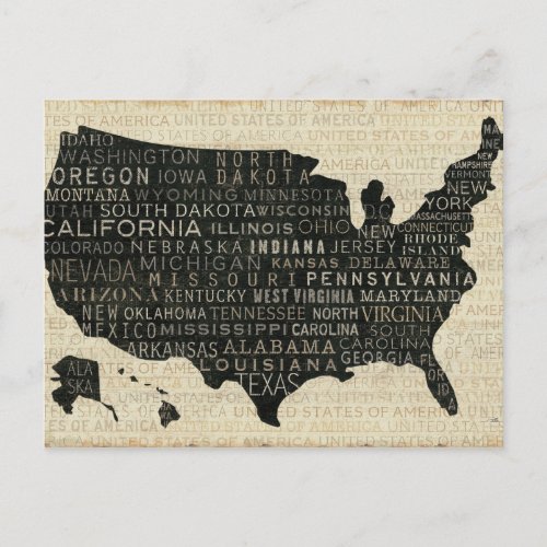 Map of the USA Postcard