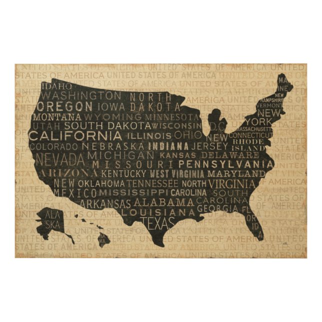 Map of the USA Wood Wall Decor (Front)