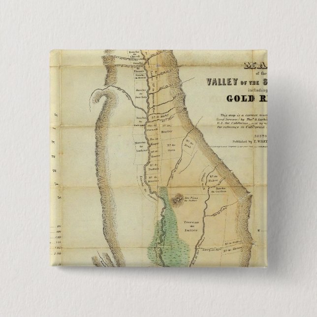 Map of the Valley of the Sacramento Pinback Button (Front)
