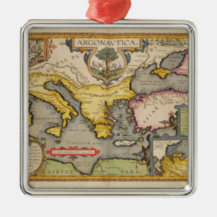 Map of the Voyage of the Argonauts Metal Ornament