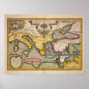 Map of the Voyage of the Argonauts Poster