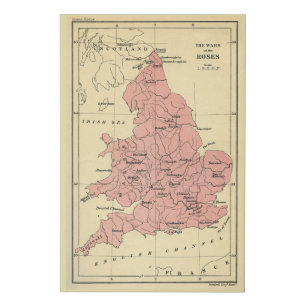 Map of the War of the Roses Faux Canvas Print