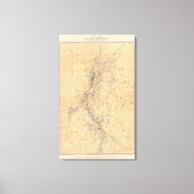 Map of the Washoe District Showing Mining Claims Canvas Print (Front)