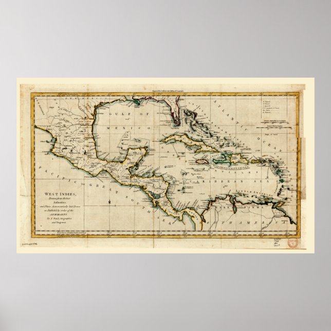 Map of the West Indies (1785) Poster (Front)