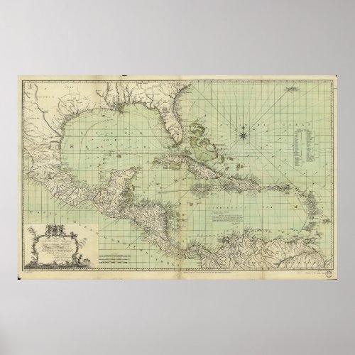 Map of the West Indies by Thomas Bowen 1774 Poster