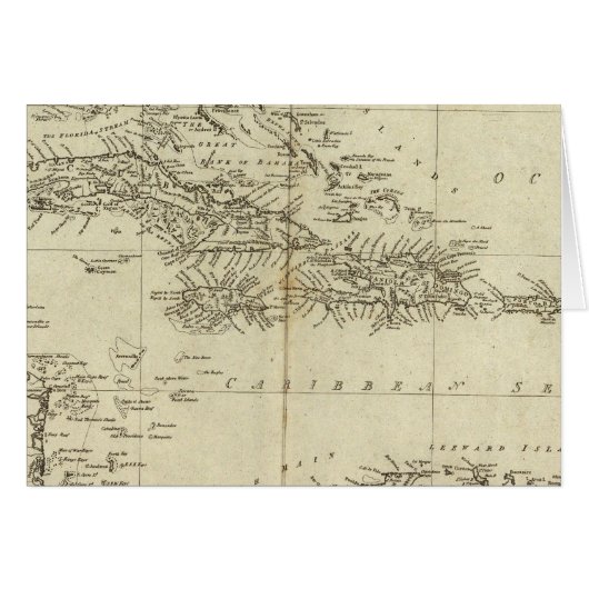 Map of the West Indies Cards (Front Horizontal)
