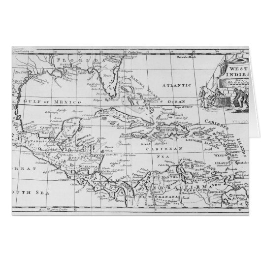 Map of the West Indies Cards (Front Horizontal)