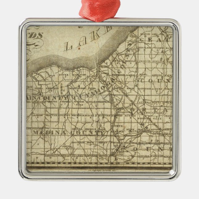 Map of The Western Reserve Metal Ornament (Front)