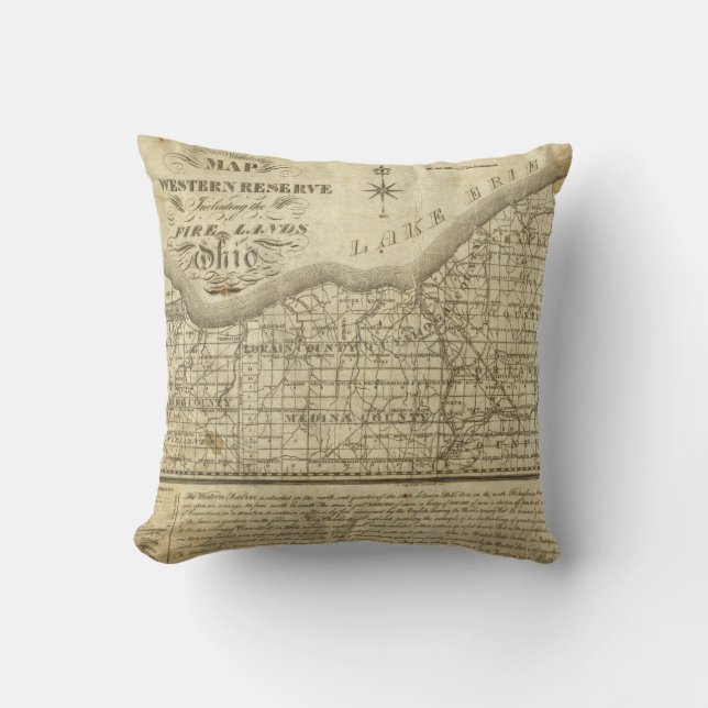 Map of The Western Reserve Throw Pillow (Front)