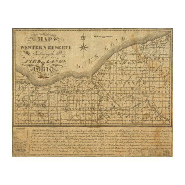 Map of The Western Reserve Wood Wall Art (Front)