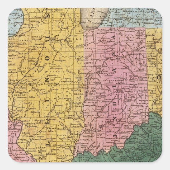 Map of the Western States Square Sticker (Front)