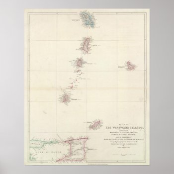 Map Of The Windward Islands Poster by davidrumsey at Zazzle