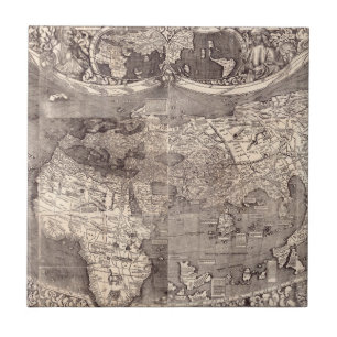Map of the World   1507 Ceramic Tile