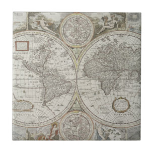 Map of the World 1676 Ceramic Tile