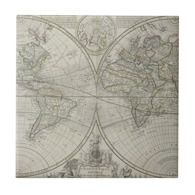 Map of the world | 1736 ceramic tile (Front)