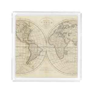 Map of the World 2 2 Acrylic Tray