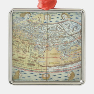 Map of the world 2 metal ornament