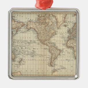 Map of the World 2 Metal Ornament