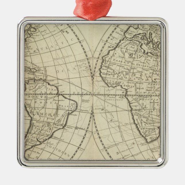 Map of the World 2 Metal Ornament (Front)