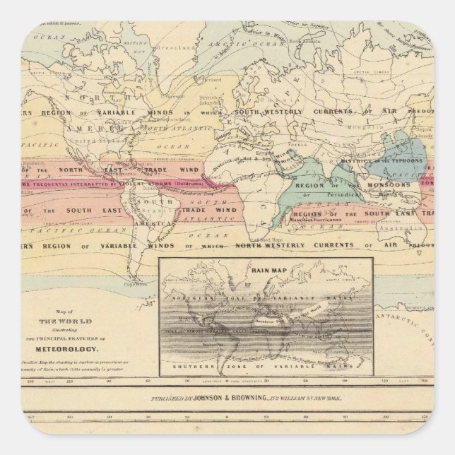 Map of The World 2 Square Sticker (Front)