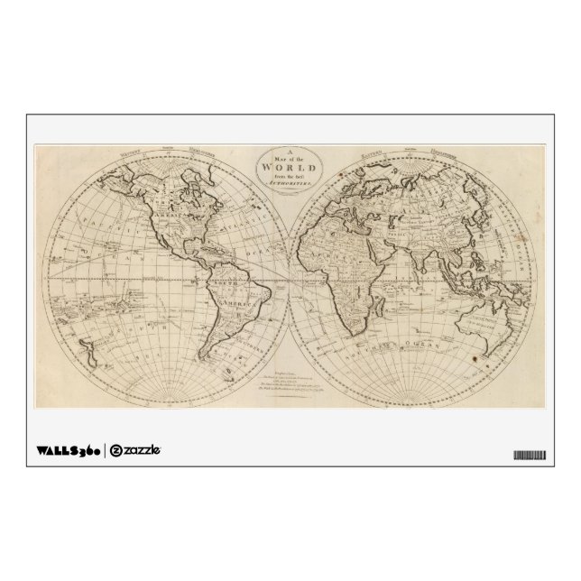 Map of the World 2 Wall Decal (Front)
