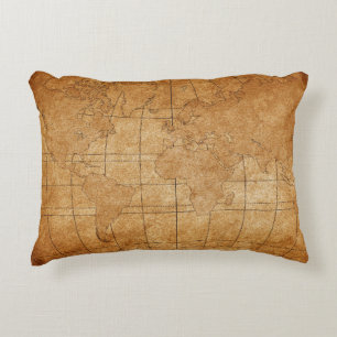 map of the world accent pillow