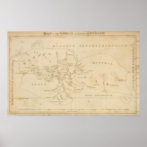 Map of the World According to Strabo Poster