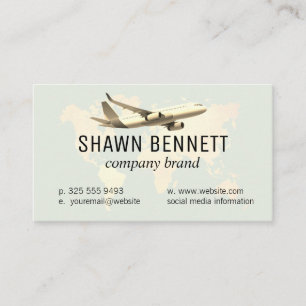 Map of the World Airplane Business Card