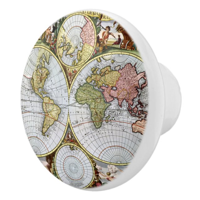 Map of the World Ceramic Knob (Right)