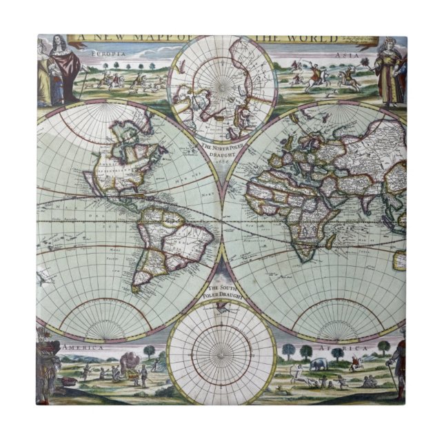 Map of the world ceramic tile (Front)