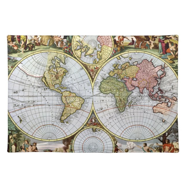Map of the World Cloth Placemat (Front)