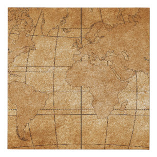 map of the world faux canvas print