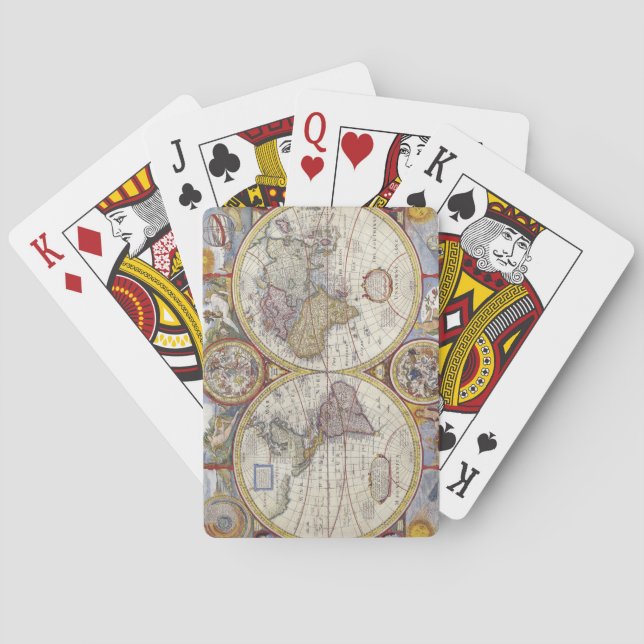 Map of the world from 1626 poker cards (Back)