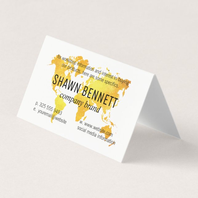 Map of the World (Gold) Business Card (Front)